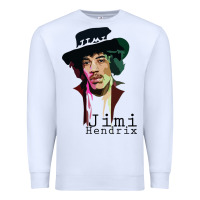 White jimi hendrix Premium Sweatshirt - artisFamous