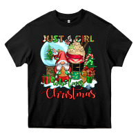 Black just a girl who loves christmas Heavy Core Tee - CowGirlArtShop