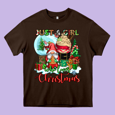 Just A Girl Who Loves Christmas Heavy Core Tee Designed By Cowgirlartshop