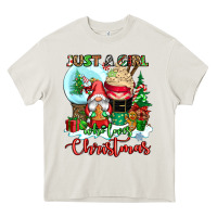 Cream just a girl who loves christmas Heavy Core Tee - CowGirlArtShop