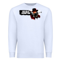 White Red Dead Redemption 2 Red Moon Cowboy Premium Sweatshirt - artisFamous