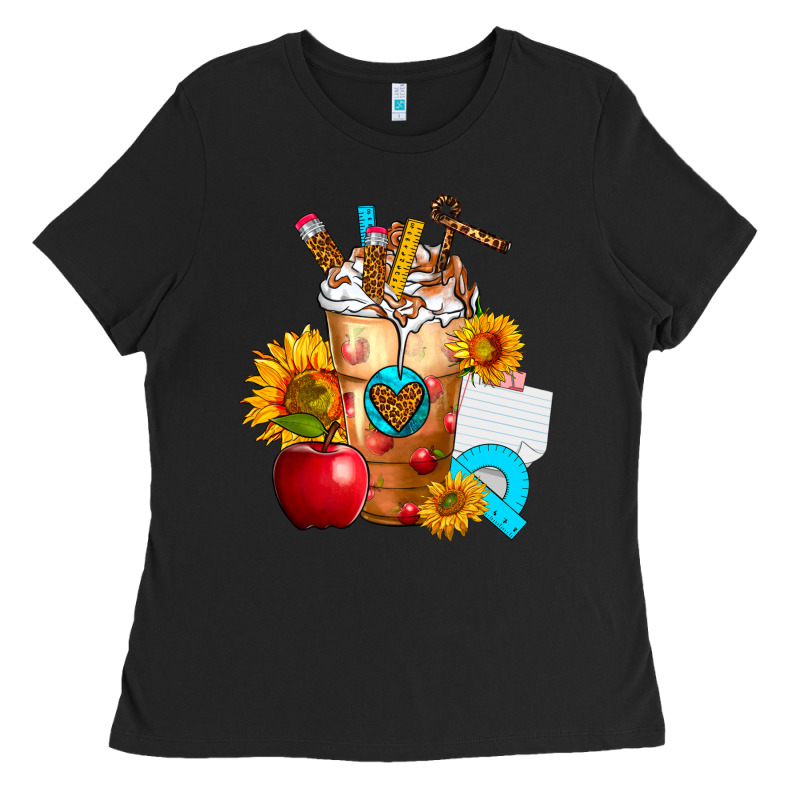 Teacher Cold Drink Frappe With Sunflowers Ladies Tee by FaDigitalArtStudio | Teevron
