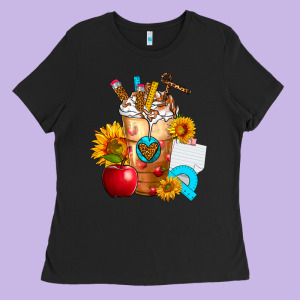 Teacher Cold Drink Frappe With Sunflowers Ladies Tee Designed By Fadigitalartstudio