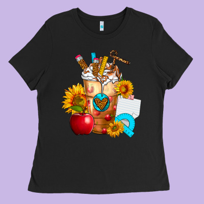 Teacher Cold Drink Frappe With Sunflowers Ladies Tee Designed By Fadigitalartstudio