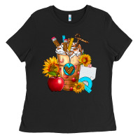 Black teacher cold drink frappe with sunflowers Ladies Tee - FaDigitalArtStudio