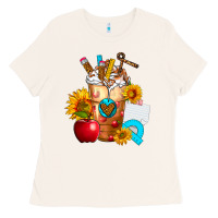Bone teacher cold drink frappe with sunflowers Ladies Tee - FaDigitalArtStudio