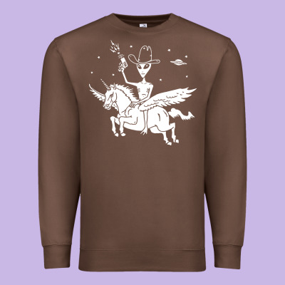 Alien Riding Unicorn  Cool Ufo Cowboy Premium Sweatshirt Designed By Artisfamous