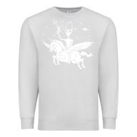Dove Grey alien riding unicorn  cool ufo cowboy Premium Sweatshirt - artisFamous