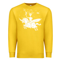 Lemon alien riding unicorn  cool ufo cowboy Premium Sweatshirt - artisFamous