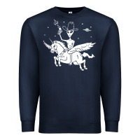 Navy alien riding unicorn  cool ufo cowboy Premium Sweatshirt - artisFamous