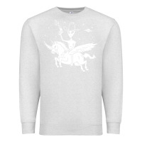 Oatmeal Heather alien riding unicorn  cool ufo cowboy Premium Sweatshirt - artisFamous