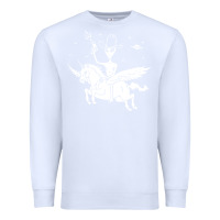 White alien riding unicorn  cool ufo cowboy Premium Sweatshirt - artisFamous