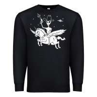 Black alien riding unicorn  cool ufo cowboy Premium Sweatshirt - artisFamous