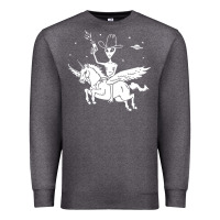 Charcoal Heather alien riding unicorn  cool ufo cowboy Premium Sweatshirt - artisFamous