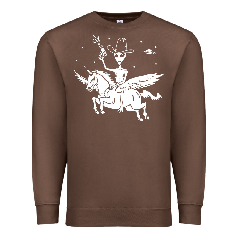 Alien Riding Unicorn  Cool Ufo Cowboy Premium Sweatshirt by artisFamous | Teevron