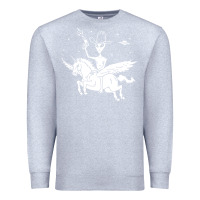 Heather Grey alien riding unicorn  cool ufo cowboy Premium Sweatshirt - artisFamous