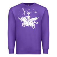 Purple alien riding unicorn  cool ufo cowboy Premium Sweatshirt - artisFamous