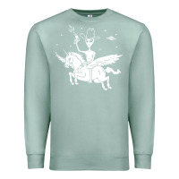 Seafoam alien riding unicorn  cool ufo cowboy Premium Sweatshirt - artisFamous