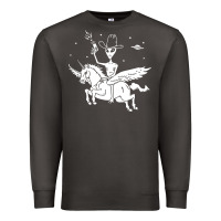 Smoke alien riding unicorn  cool ufo cowboy Premium Sweatshirt - artisFamous