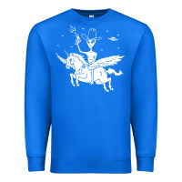 True Royal alien riding unicorn  cool ufo cowboy Premium Sweatshirt - artisFamous