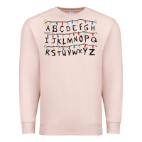 Pale Pink Stranger Lights Alphabet Premium Sweatshirt - artisFamous