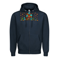 Navy thankful turkey Zipper Hoodie - JahusDesignShop