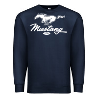 Navy mustang pony script Premium Sweatshirt - artisFamous
