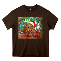 Chocolate Brown merry christmas heifer cow Heavy Core Tee - CowGirlArtShop