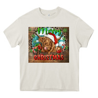 Cream merry christmas heifer cow Heavy Core Tee - CowGirlArtShop