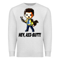 Oatmeal Heather hey, ass butt Premium Sweatshirt - artisFamous