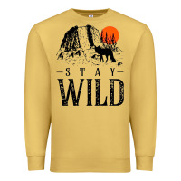 Antique Gold stay wild illustration with mountain Premium Sweatshirt - artisFamous