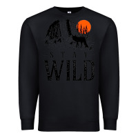 Black stay wild illustration with mountain Premium Sweatshirt - artisFamous
