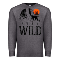Charcoal Heather stay wild illustration with mountain Premium Sweatshirt - artisFamous