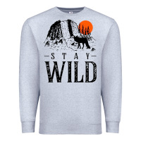 Heather Grey stay wild illustration with mountain Premium Sweatshirt - artisFamous