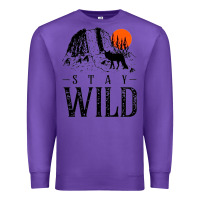 Purple stay wild illustration with mountain Premium Sweatshirt - artisFamous