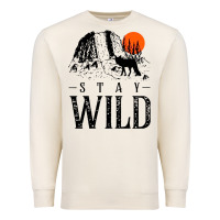 Sandshell stay wild illustration with mountain Premium Sweatshirt - artisFamous