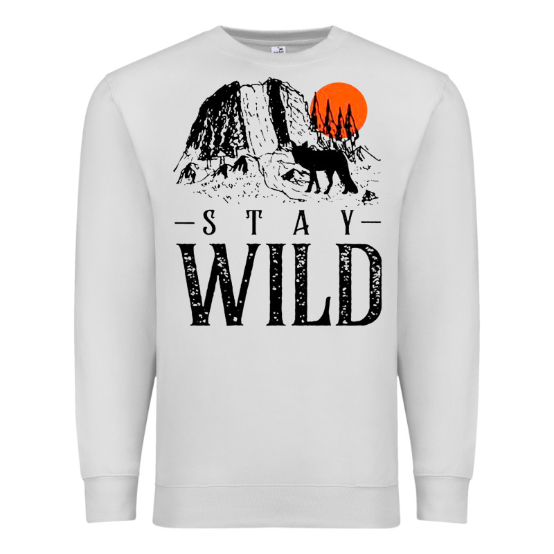 Stay Wild Illustration With Mountain Premium Sweatshirt by artisFamous | Teevron