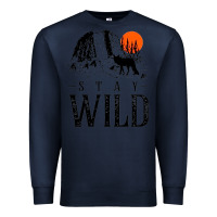Navy stay wild illustration with mountain Premium Sweatshirt - artisFamous