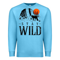 Ocean Blue stay wild illustration with mountain Premium Sweatshirt - artisFamous