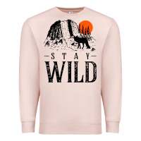 Pale Pink stay wild illustration with mountain Premium Sweatshirt - artisFamous