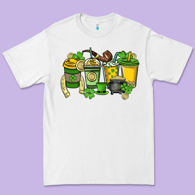 St. Patrick's Day Coffee Cups Premium Tee Designed By Howdyjamesfarm