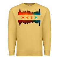 Antique Gold chicago flag skyline Premium Sweatshirt - artisFamous