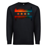 Black chicago flag skyline Premium Sweatshirt - artisFamous