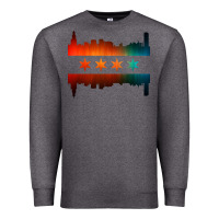 Charcoal Heather chicago flag skyline Premium Sweatshirt - artisFamous