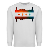 Dove Grey chicago flag skyline Premium Sweatshirt - artisFamous
