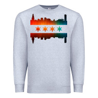 Heather Grey chicago flag skyline Premium Sweatshirt - artisFamous