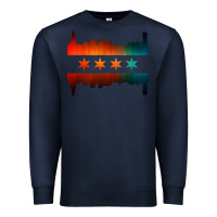 Navy chicago flag skyline Premium Sweatshirt - artisFamous