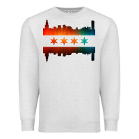 Oatmeal Heather chicago flag skyline Premium Sweatshirt - artisFamous