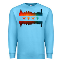 Ocean Blue chicago flag skyline Premium Sweatshirt - artisFamous