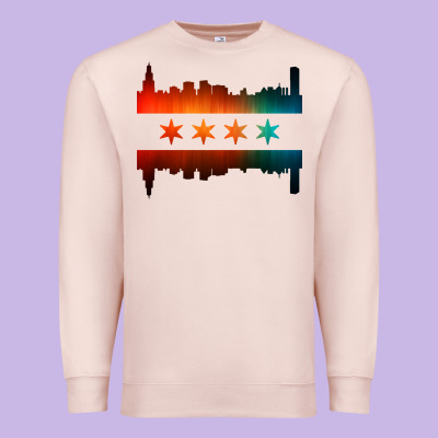 Chicago Flag Skyline Premium Sweatshirt Designed By Artisfamous